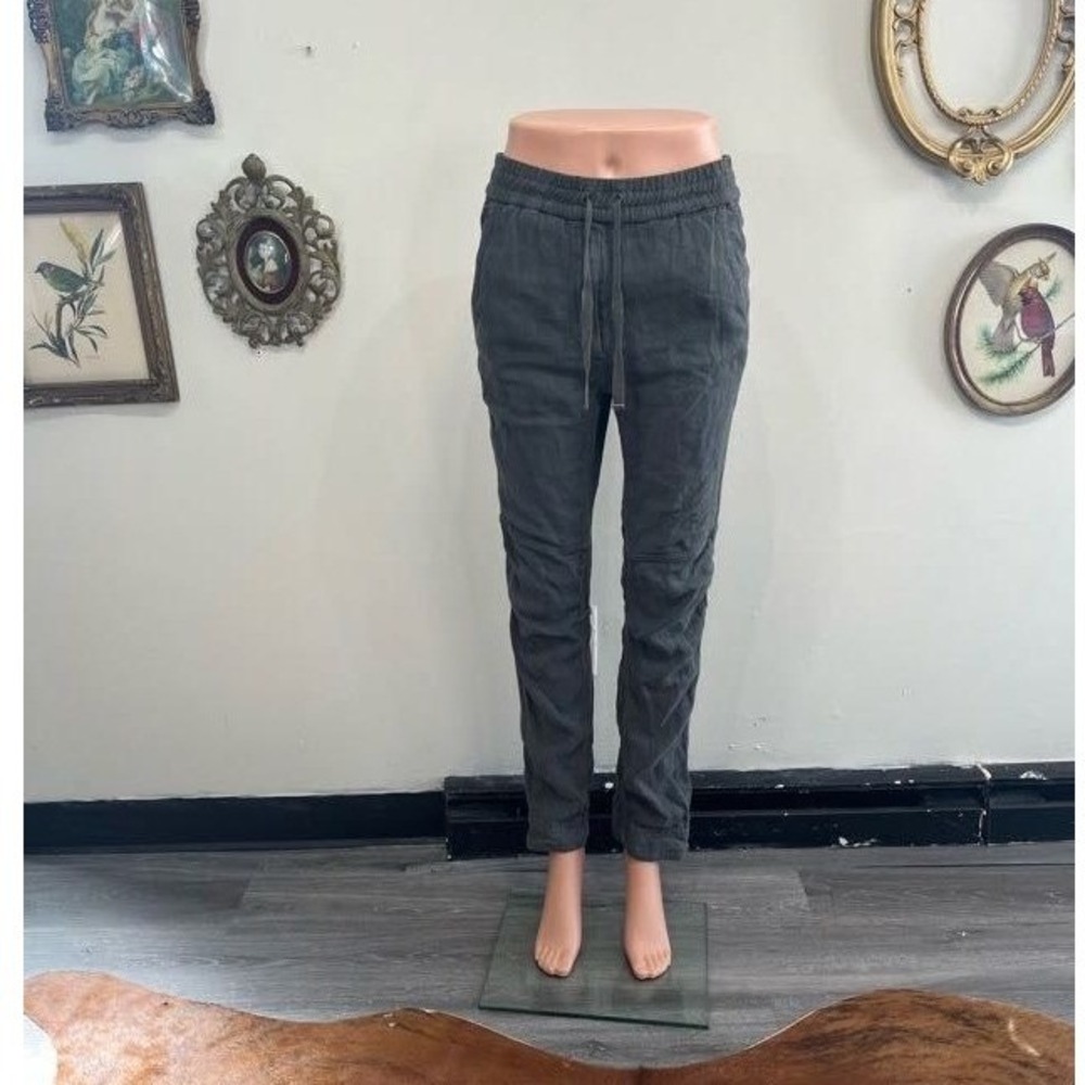 Isabel Marant Étoile‎ Pandore Grey Linen Blend Zip Ankle Joggers Pants Size 0